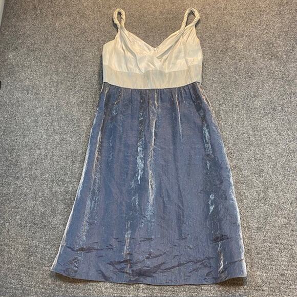 Adrianna Papell Dresses & Skirts - Adrianna Papell Shimmer Metallic Blue Gray White Sleeveless Knee length Dress 10